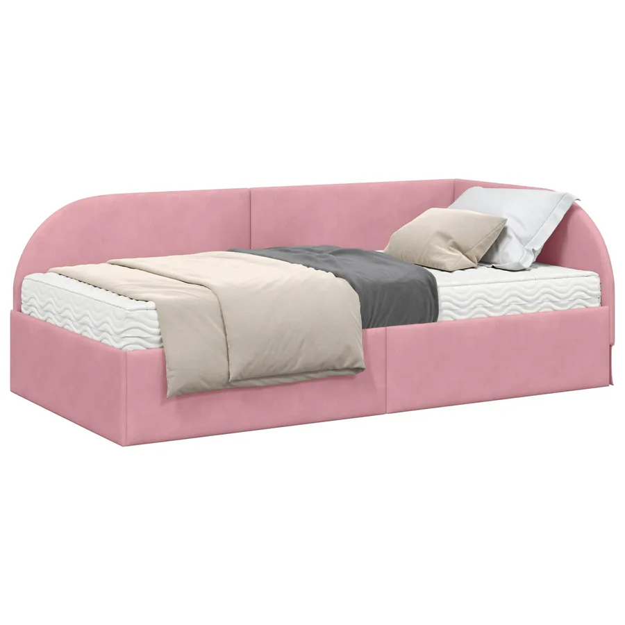 Cadre de lit d'angle avec matelas 2 pcs Rose Velours - 2