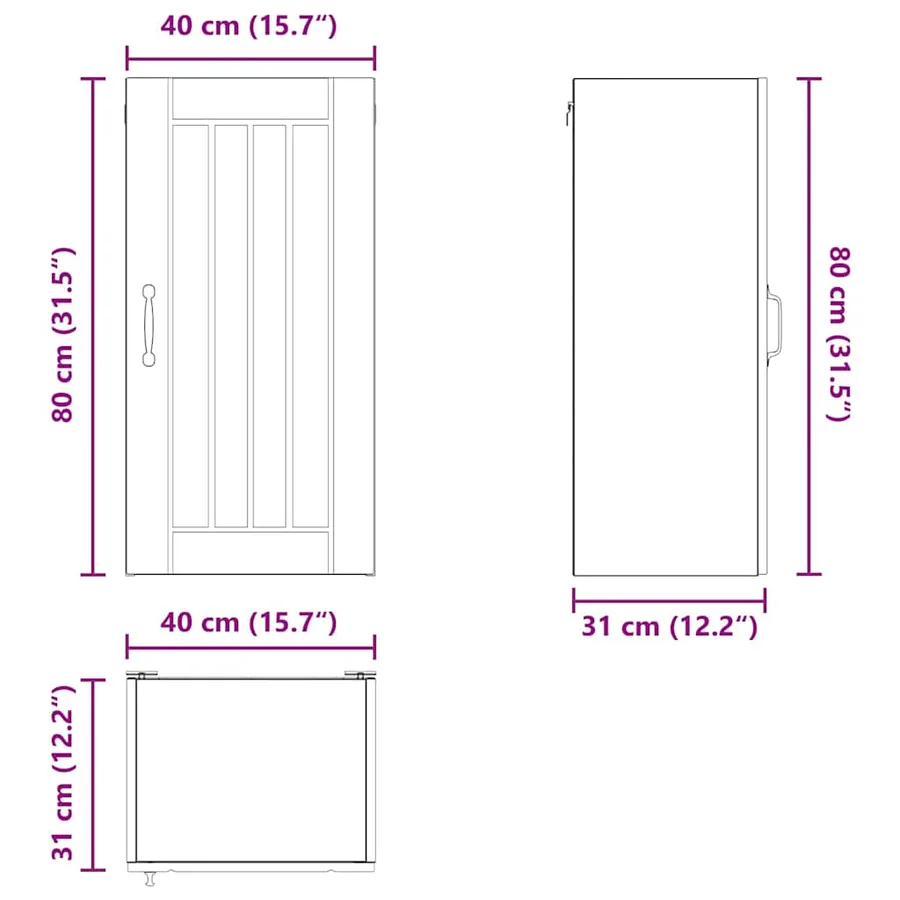 Meuble mural LUCCA Sonoma gris 40 x 31 x 80 cm - 13