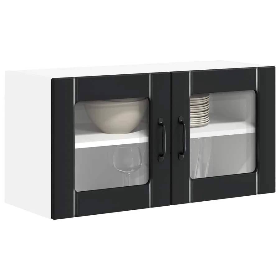 Cabinet en verre mural LUCCA Noir 80 x 31 x 40 cm - 3