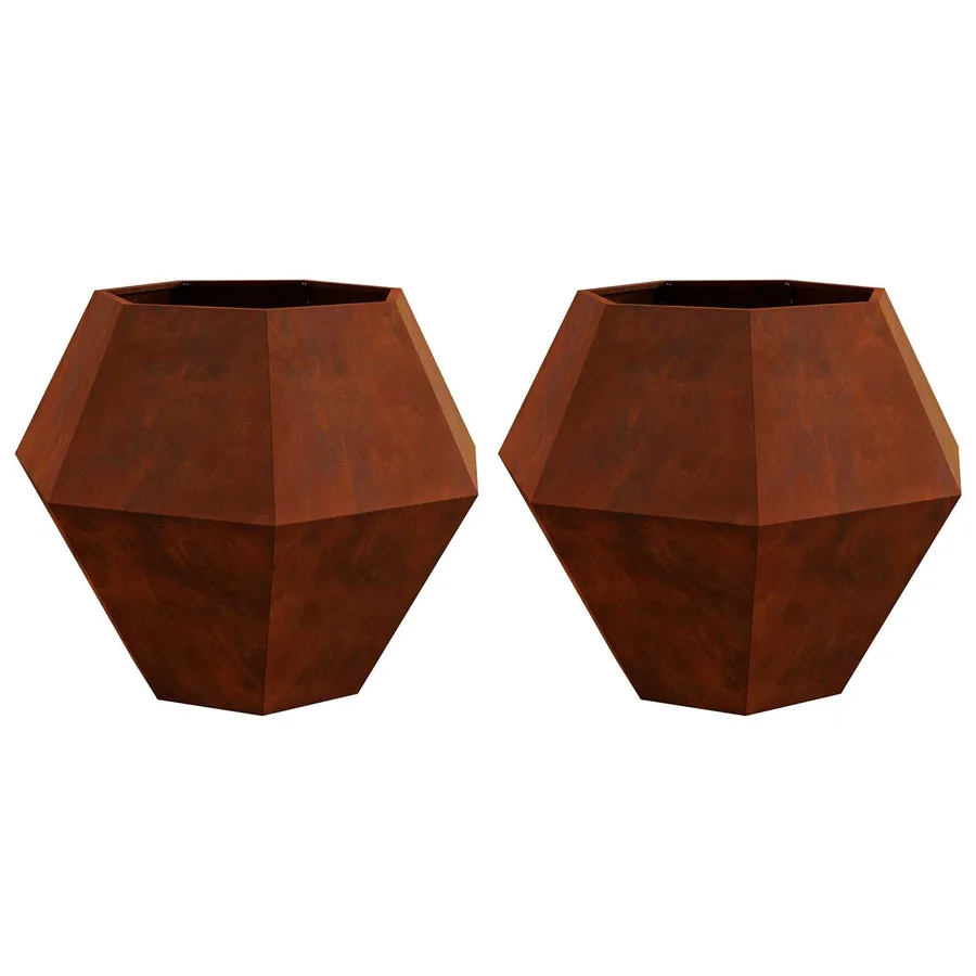 Jardinière 2 pc Rouillé 100 x 100 x 80 cm Acier patiné - 2