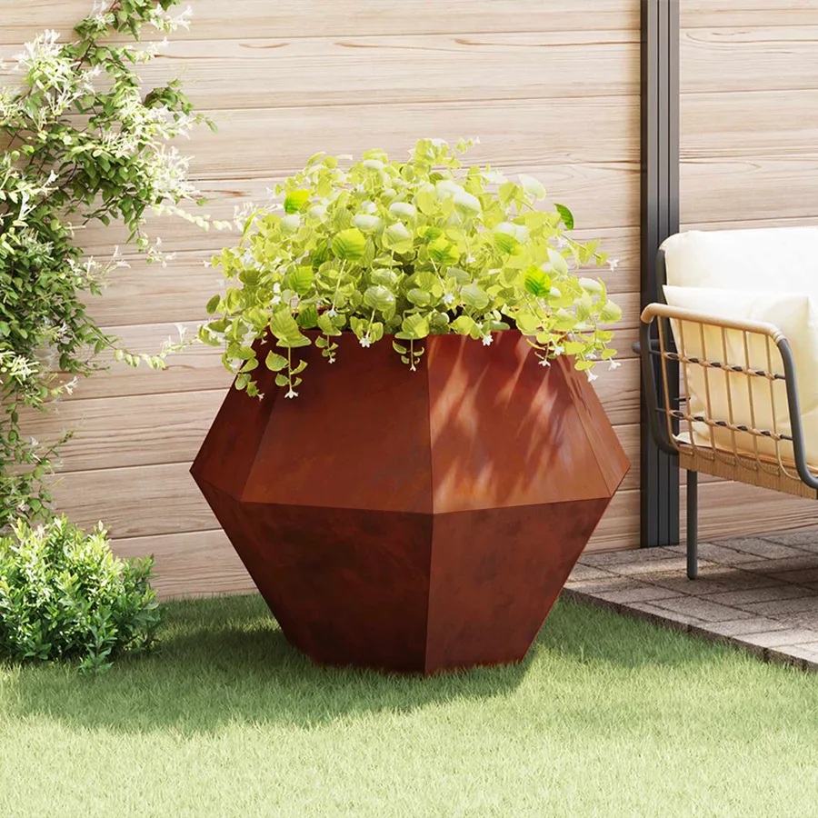 Jardinière 2 pc Rouillé 100 x 100 x 80 cm Acier patiné - 4