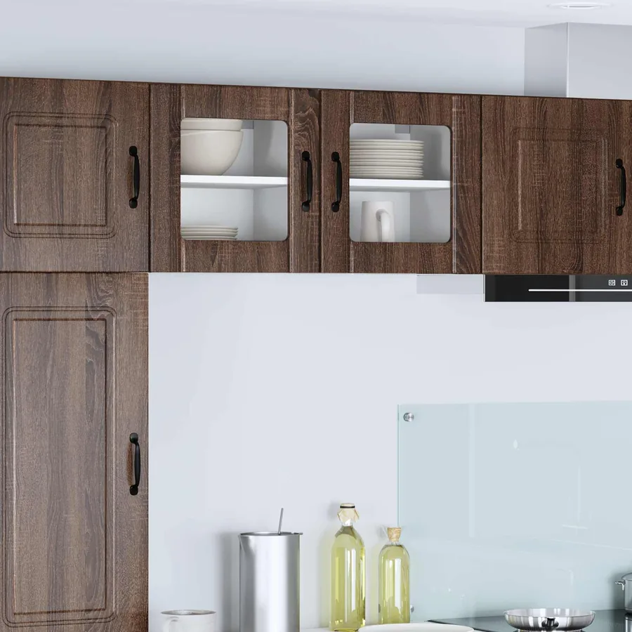 Cabinet en verre mural LUCCA 2 pcs Chêne brun 40 x 31 x 40 cm