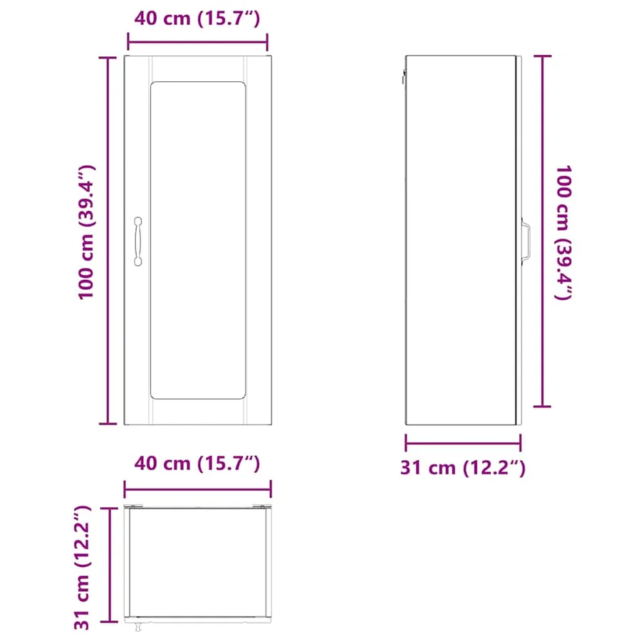 Cabinet en verre mural LUCCA Sonoma gris 40 x 31 x 100 cm - 13