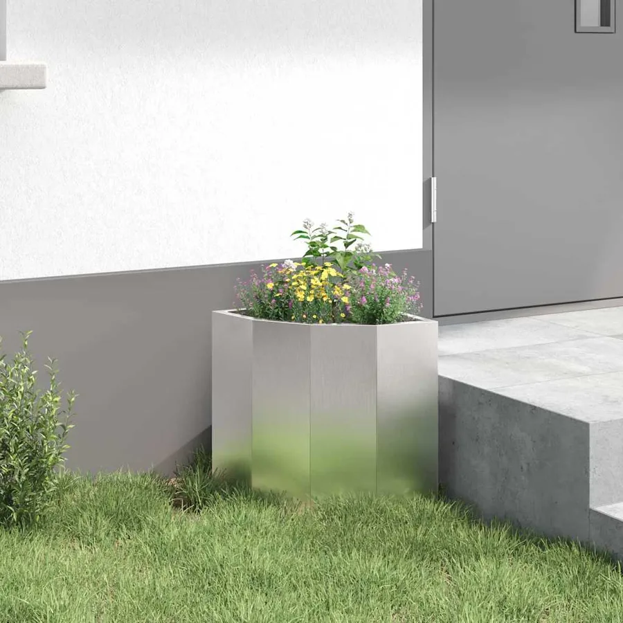 Jardinière d'Angle Argent 30 x 30 x 35 cm Acier inoxydable - 4