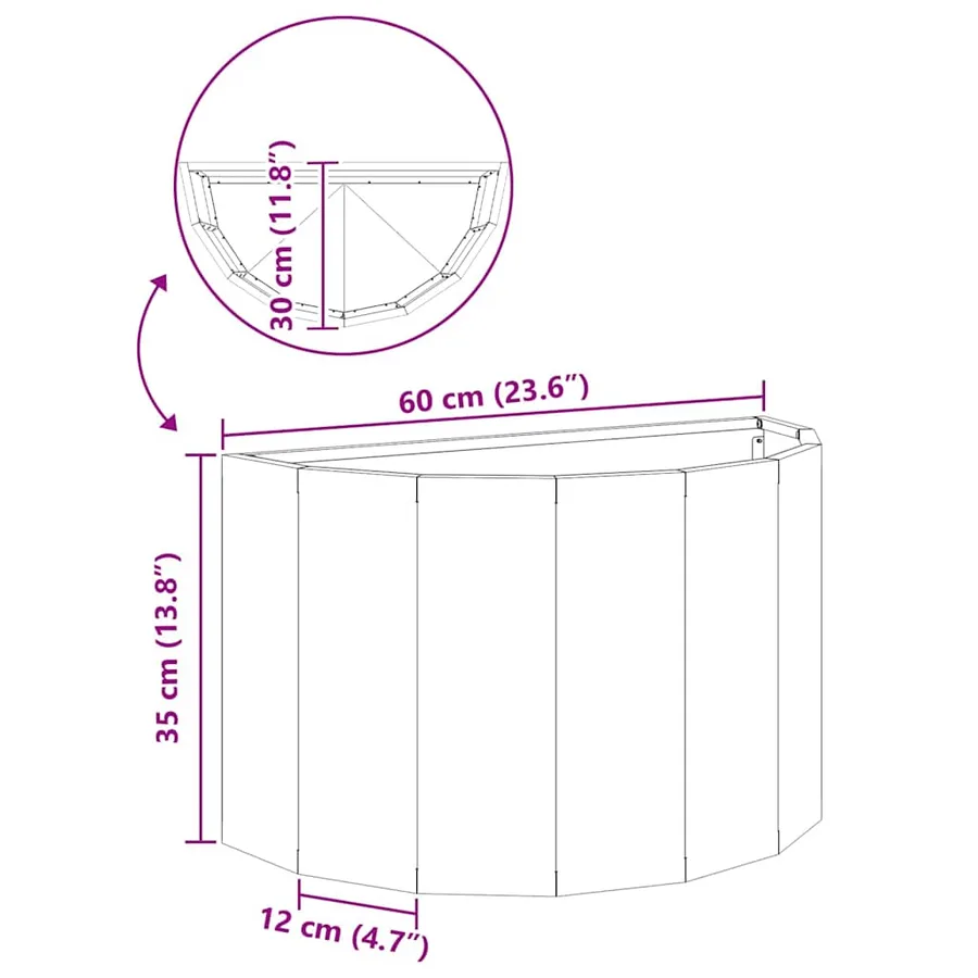 Jardinière Argent 60 x 30 x 35 cm Acier inoxydable - 13
