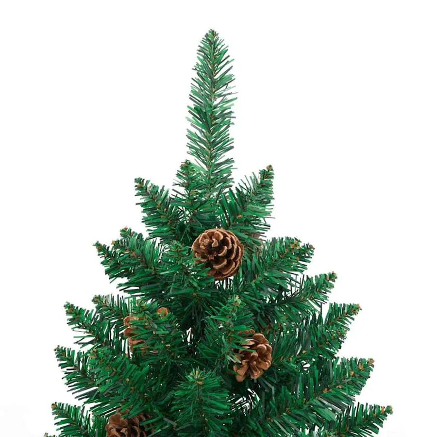 Sapin de Noël mince Vert 210 cm PVC et bois de pin massif - 4