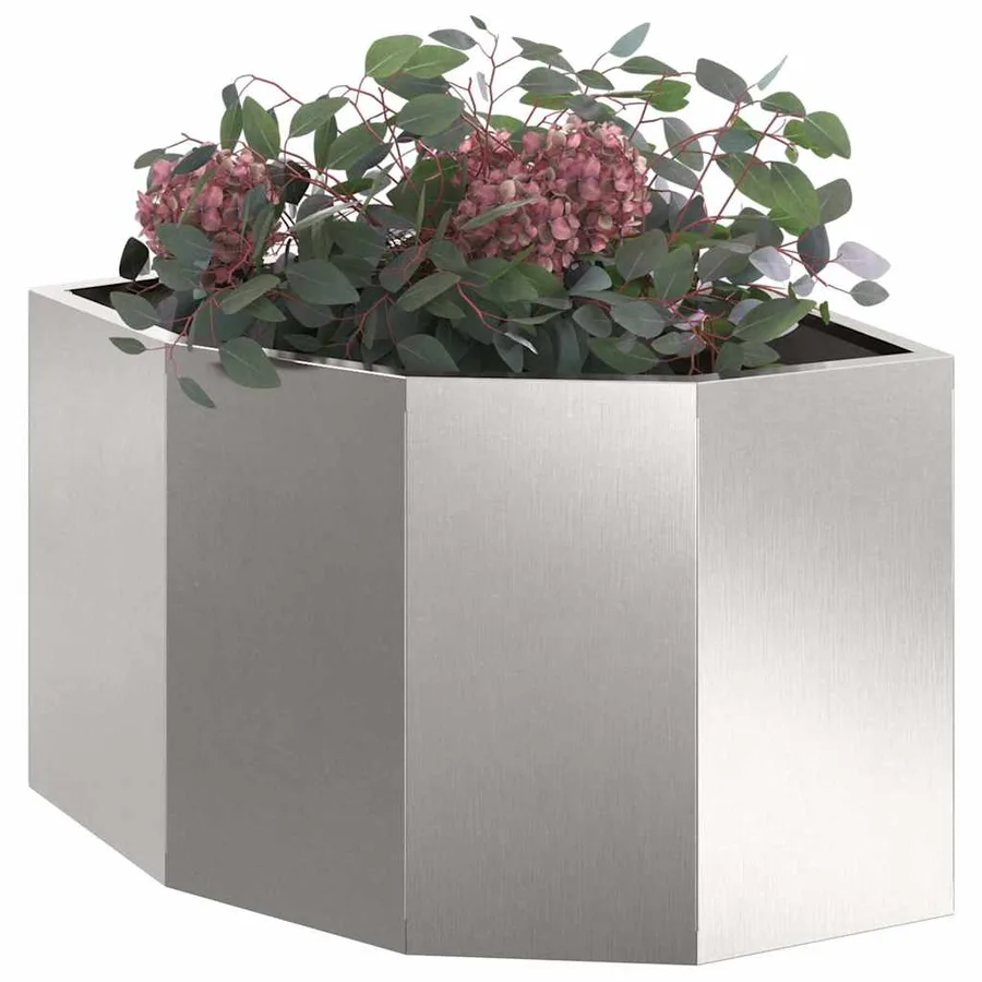 Jardinière d'Angle Argent 45 x 45 x 35 cm Acier inoxydable - 3
