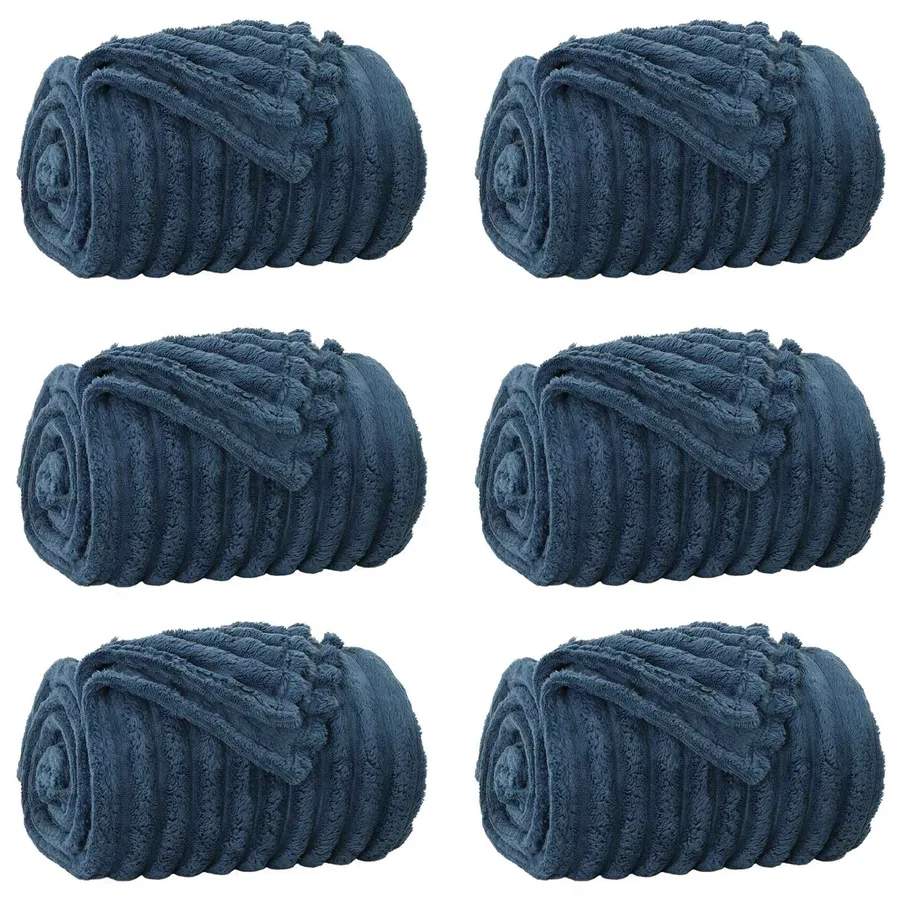 Couvertures à jeter 6 pcs Bleu marine 270 x 240 cm Toison - 2