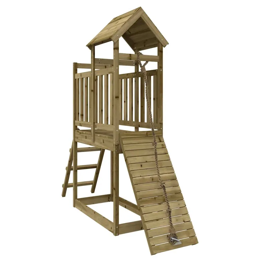 Maisonnette de jeu avec mur d'escalade bois de pin imprégné - 2