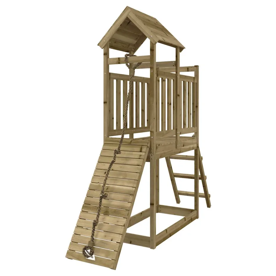 Maisonnette de jeu avec mur d'escalade bois de pin imprégné - 3