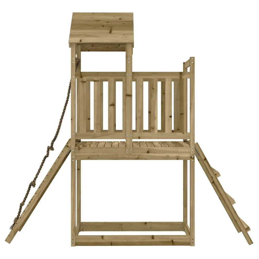 Maisonnette de jeu avec mur d'escalade bois de pin imprégné - 6