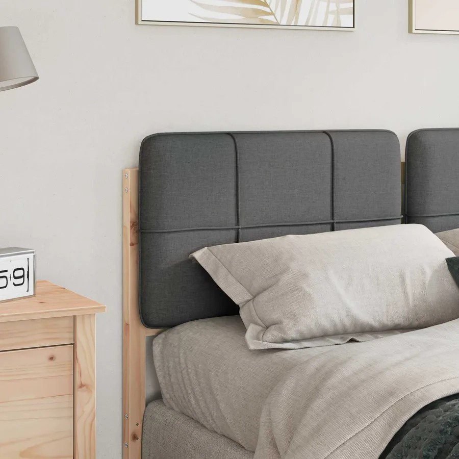 Tête de lit capitonnée Marron et gris clair 140 cm Pin massif - 3