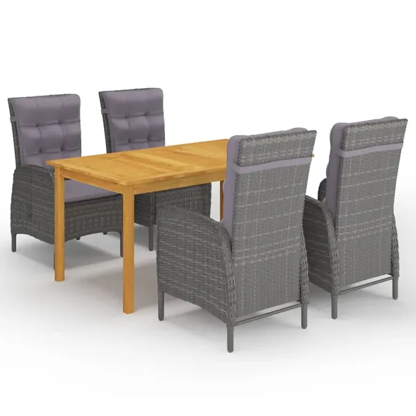 Ensemble à manger de jardin 5 pcs Gris