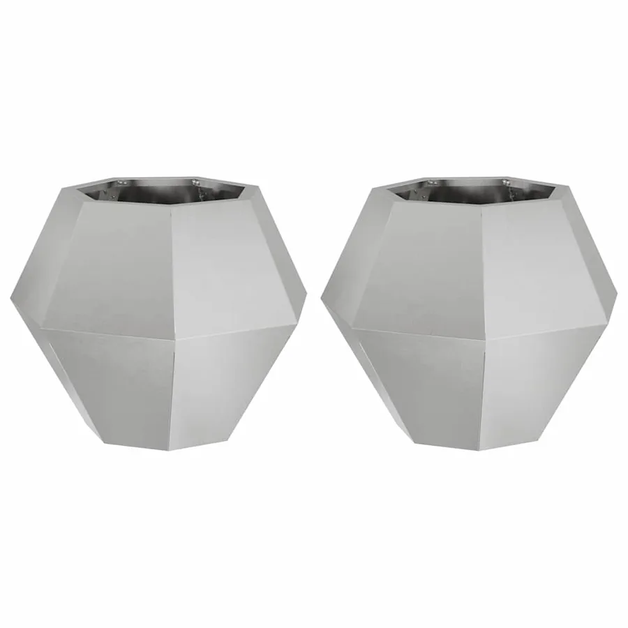 Jardinière 2 pc Argent 50 x 50 x 40 cm Acier inoxydable - 2