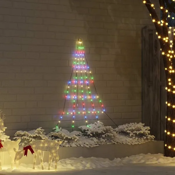Arbre de Noël LED avec piquets au sol Multicolore 182 cm Métal