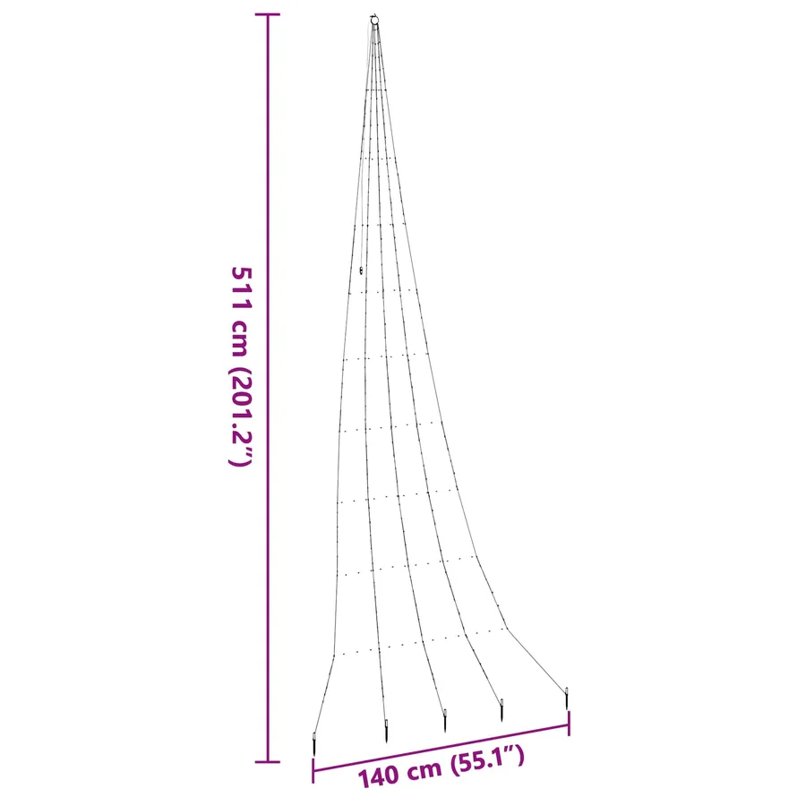 Arbre de Noël LED avec piquets au sol Blanc chaud 511 cm Métal - 10