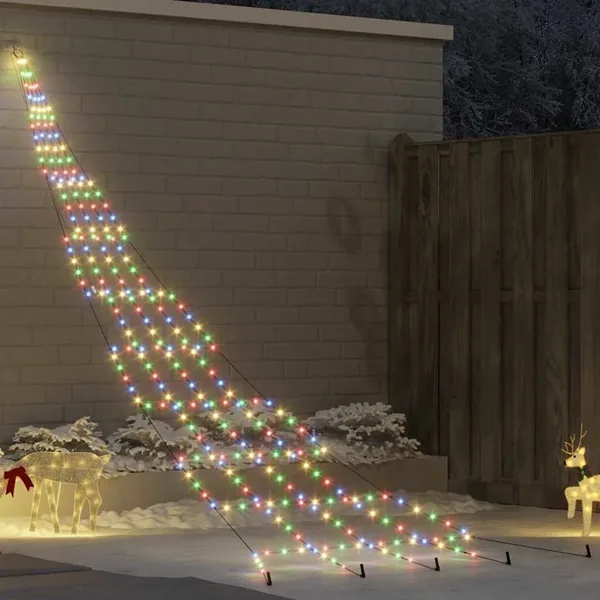 Arbre de Noël LED avec piquets au sol Multicolore 511 cm Métal