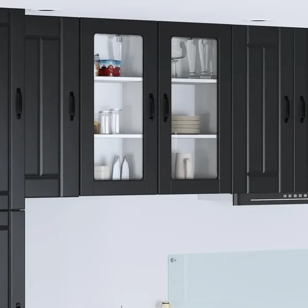 Cabinet en verre mural LUCCA Noir 40 x 31 x 80 cm