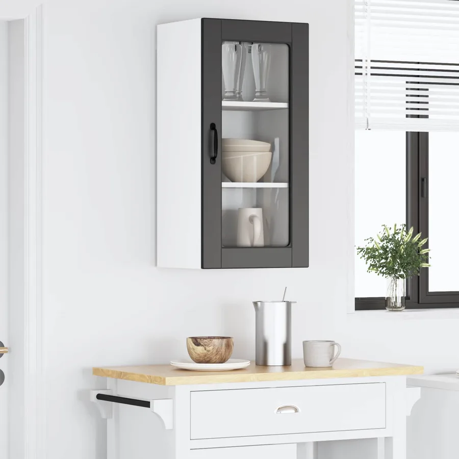 Cabinet en verre mural LUCCA Noir 40 x 31 x 80 cm - 4