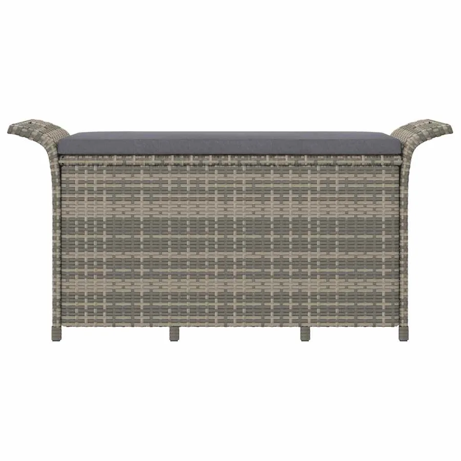 Banc de jardin avec coussin gris 116x46x57 cm résine tressée - 4