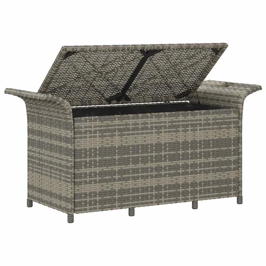 Banc de jardin avec coussin gris 116x46x57 cm résine tressée - 6