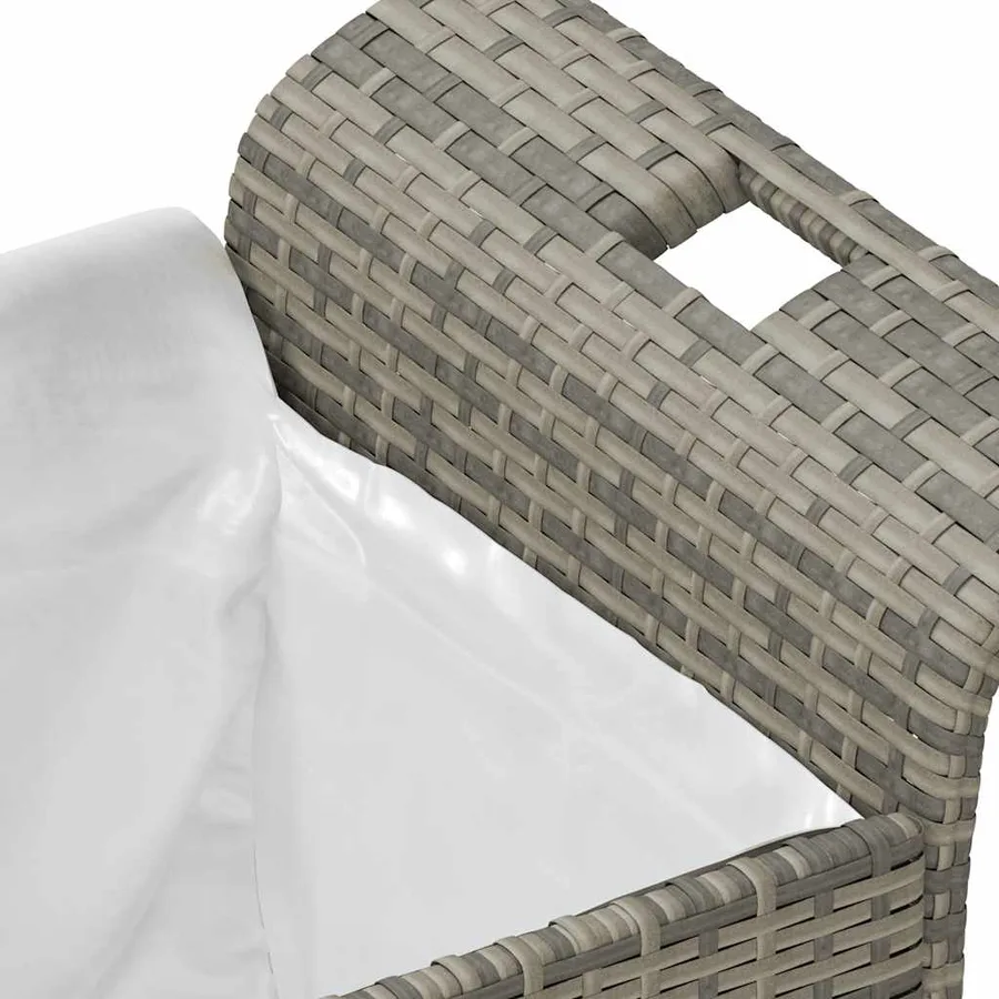 Banc de jardin avec coussin gris 116x46x57 cm résine tressée - 7