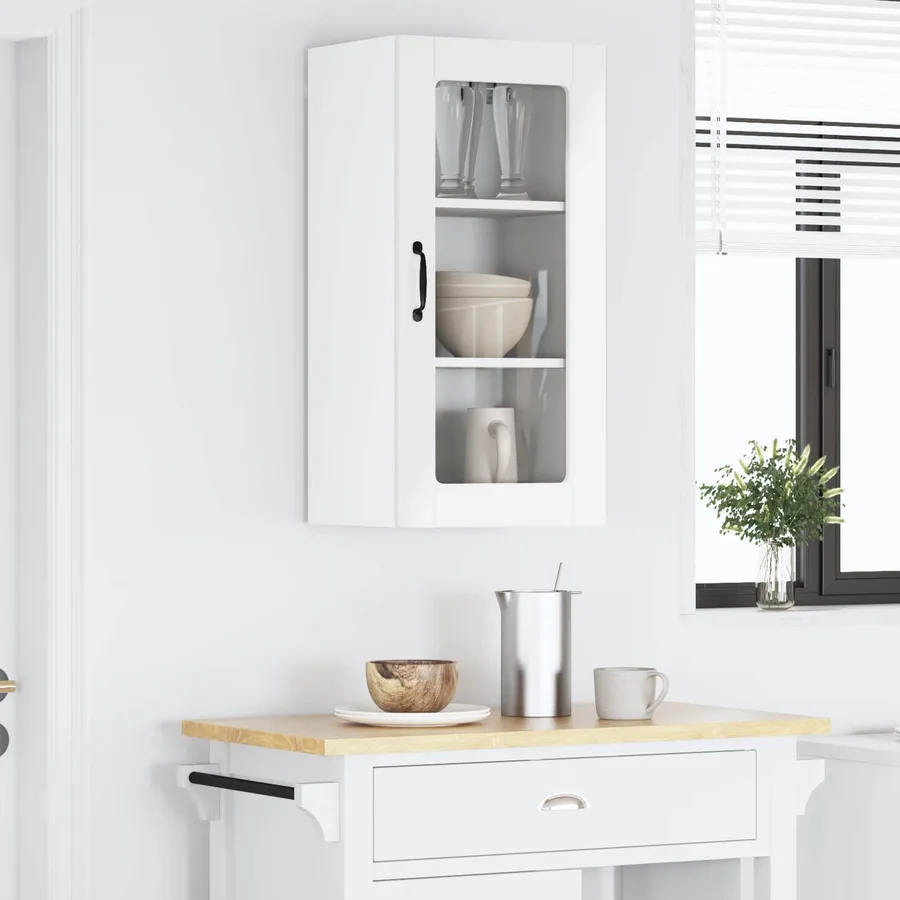 Cabinet en verre mural LUCCA Blanc brillant 40 x 31 x 80 cm - 4