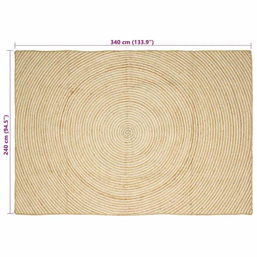 Tapis de surface Blanc 240 x 340 cm Jute - 8