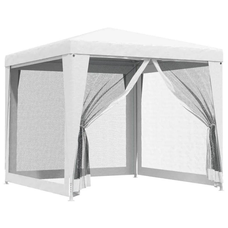 Tente de réception 4 parois latérales en maille 2,5x2,5 m Blanc - 2