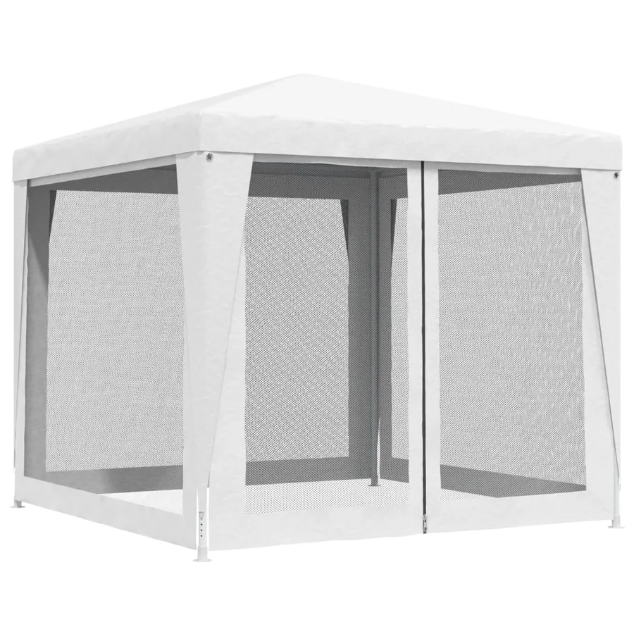 Tente de réception 4 parois latérales en maille 2,5x2,5 m Blanc - 4