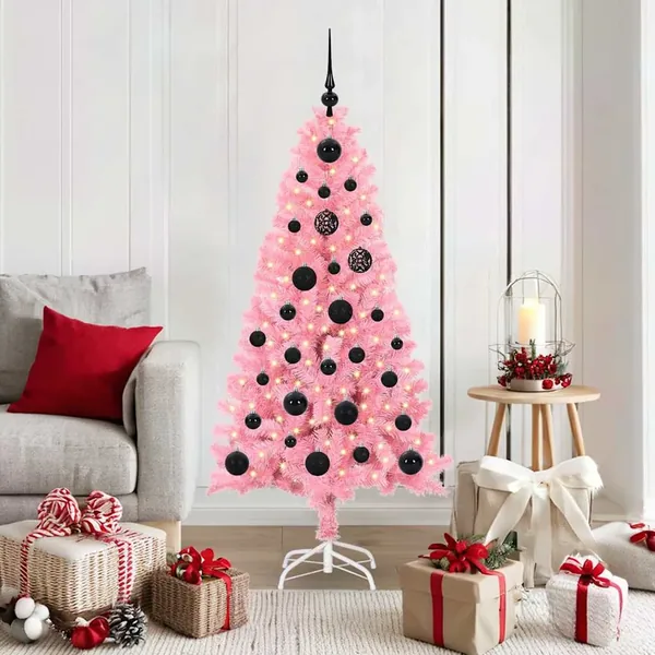 Sapin de Noël avec 150 LED avec support Rose 150 cm PVC