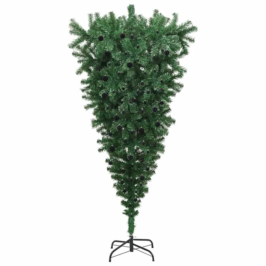 Sapin de Noël artificiel pré-éclairé à l'envers avec ensemble de boules - 4