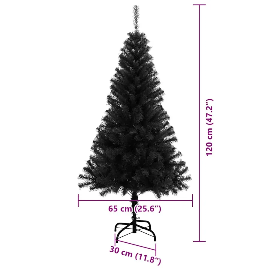 Sapin de Noël avec 150 LED avec support Noir 120 cm PVC - 15