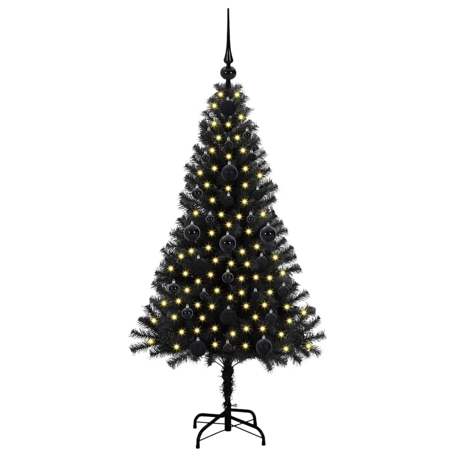 Sapin de Noël avec 150 LED avec support Noir 120 cm PVC - 3