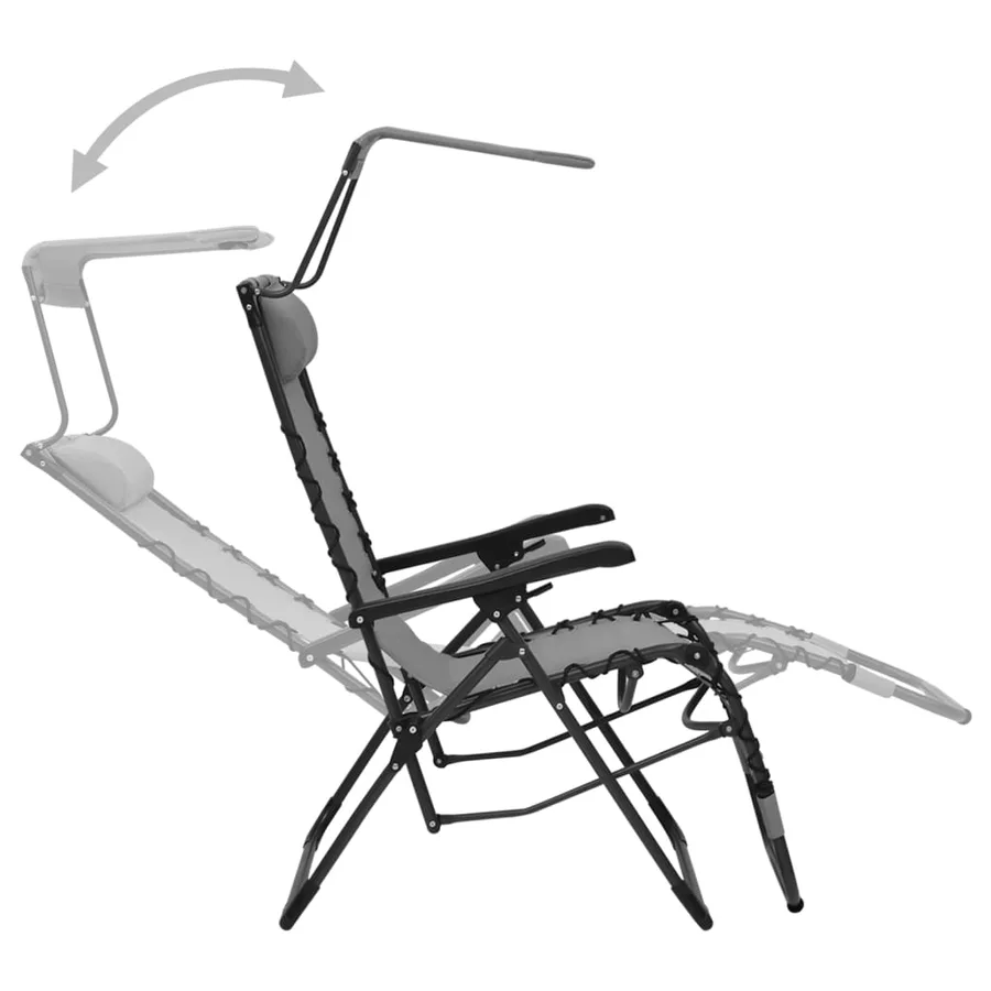 Chaise pliable de terrasse Noir Textilène - 12