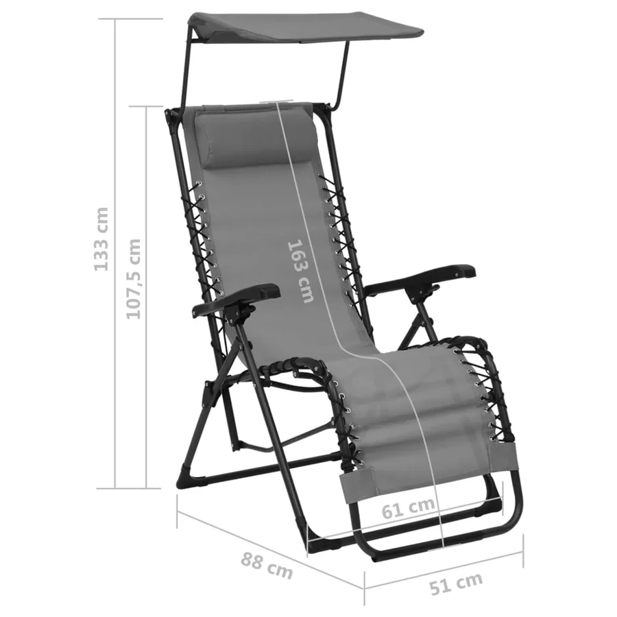 Chaise pliable de terrasse Noir Textilène - 19