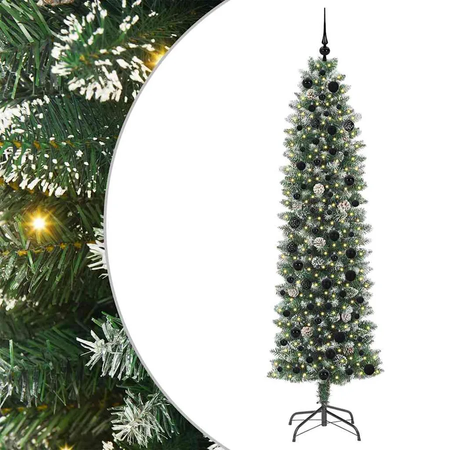 Arbre de Noël artificiel slim avec 300 LED Vert et blanc 210 cm - 2