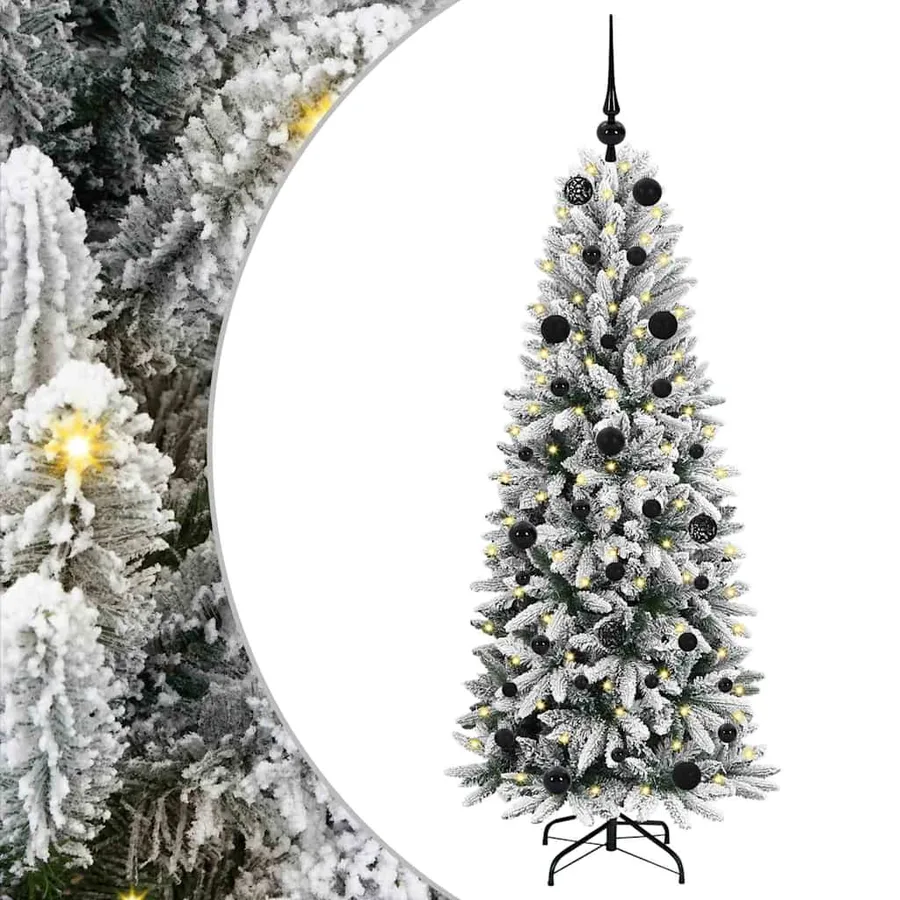 Sapin de Noël artificiel avec 150 LED avec support Blanc 150 cm - 2