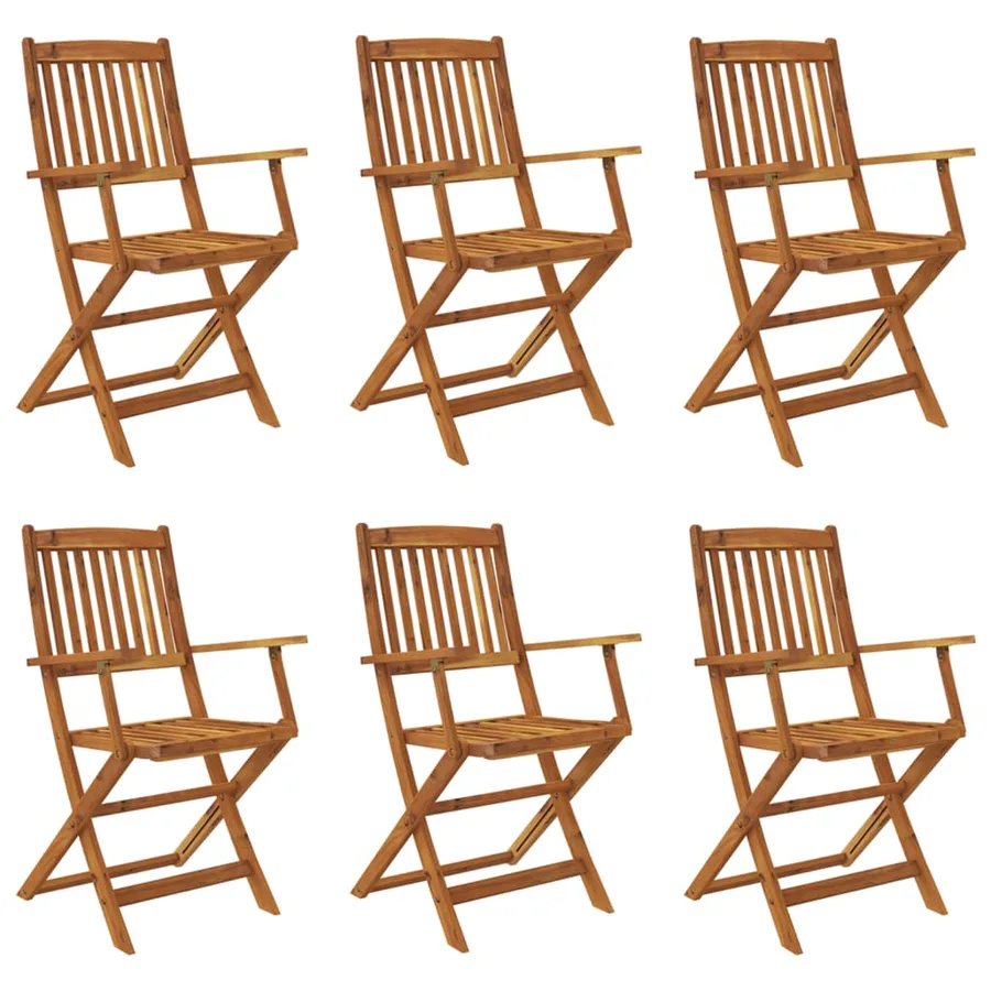 Ensemble à manger d'extérieur pliable 7pcs Bois d'acacia solide - 2