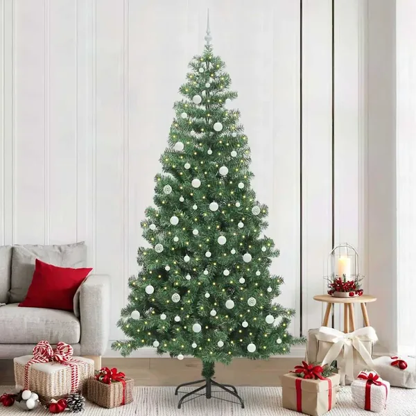 Sapin de Noël avec 300 LED avec support Vert 240 cm PVC