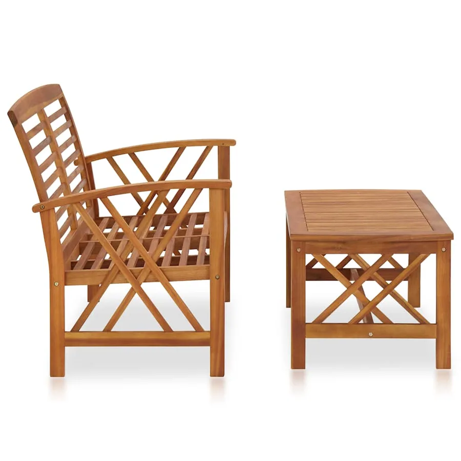 Salon de jardin 2 pcs Bois d'acacia solide - 2