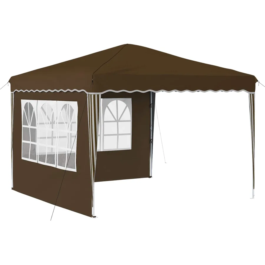 Tente de fête pop-up 288 x 288 x 245 cm Taupe Tissu Oxford - 2