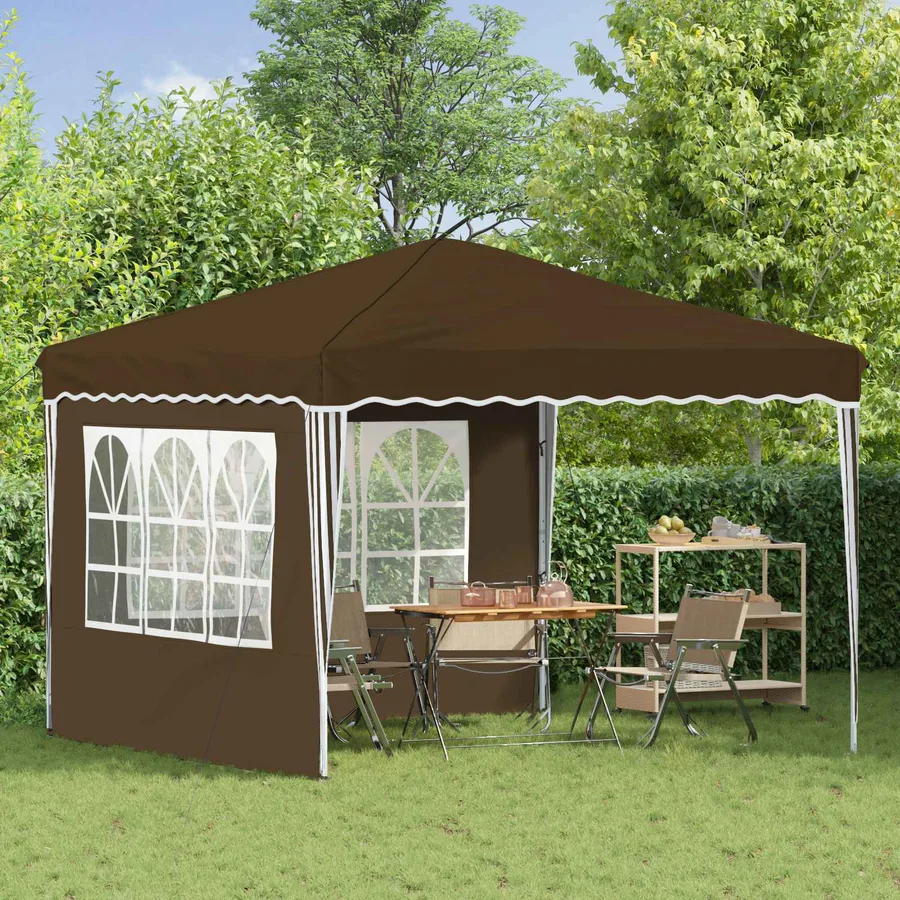 Tente de fête pop-up 288 x 288 x 245 cm Taupe Tissu Oxford - 3