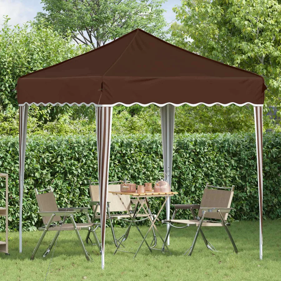 Tente de fête pop-up 195 x 195 x 245 cm Marron Tissu Oxford - 3