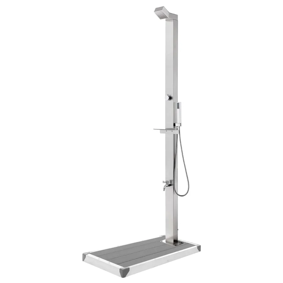 Garden shower with base grey 225 cm Stainless steel