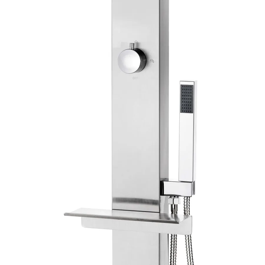Douche de jardin avec base gris 225 cm Acier inoxydable - 9