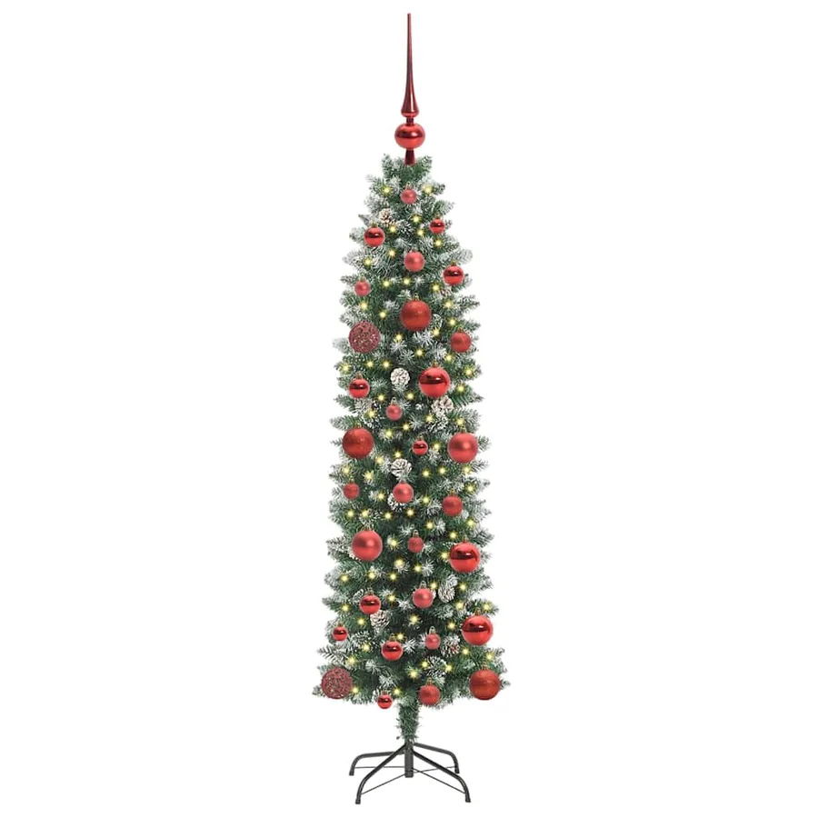Arbre de Noël artificiel slim avec 150 LED Vert et blanc 120 cm - 3