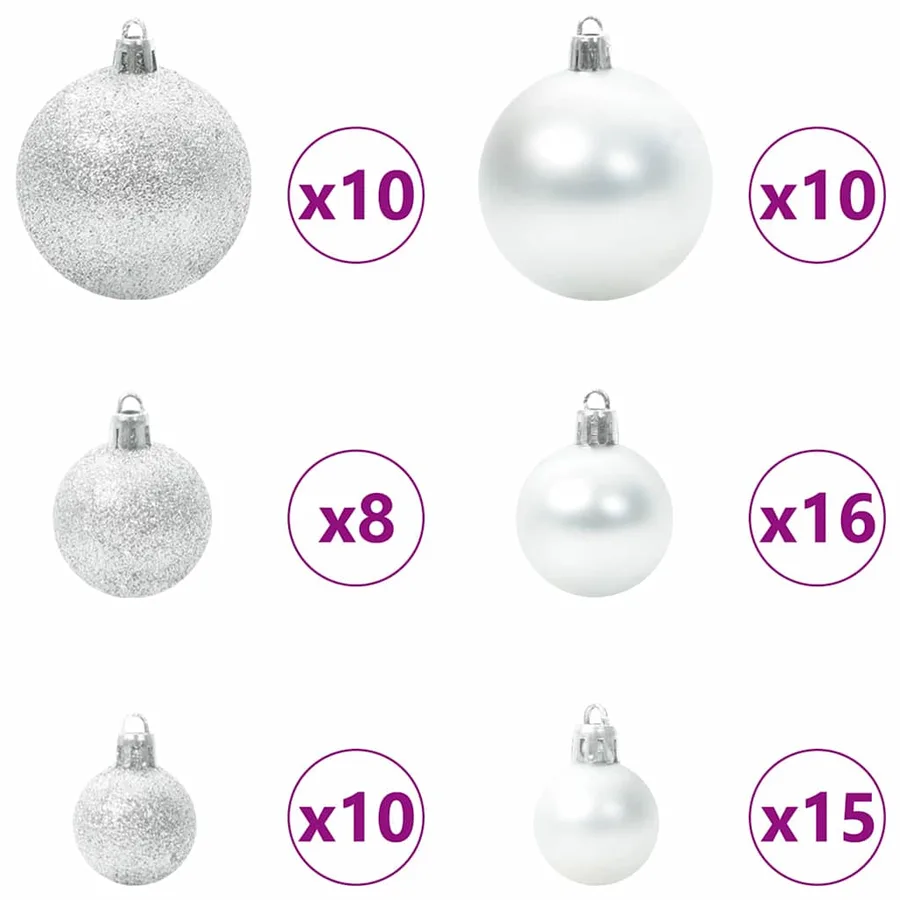 Ensemble de Boules de Noël 120 pcs Argent Plastique - 4