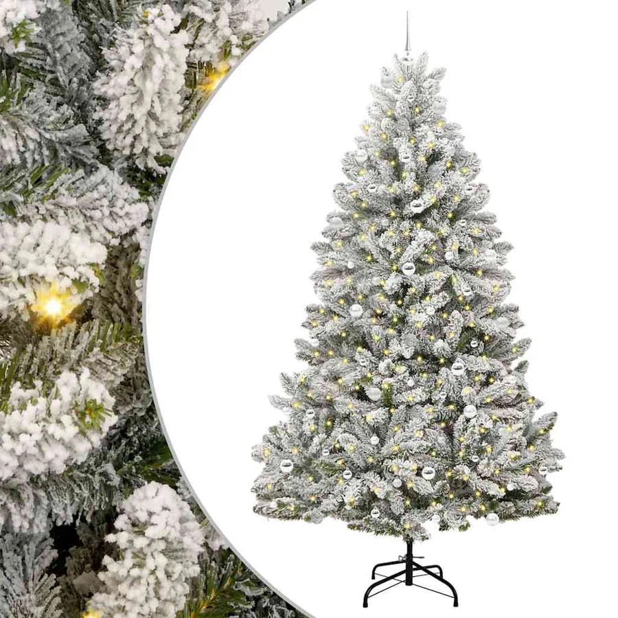 Sapin de Noël artificiel Vert et blanc 240 cm PVC et métal - 2