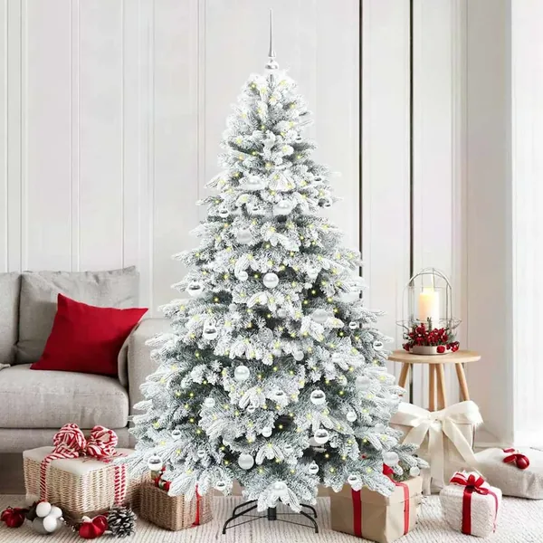 Sapin de Noël artificiel avec 300 LED Blanc 180 cm PE et PVC